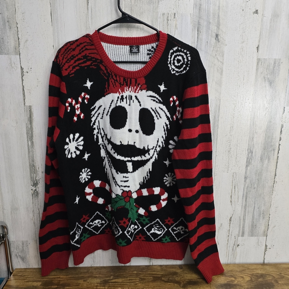 Disney The Nightmare Before Christmas Jack Skeleton Crewneck Sweater Size Large